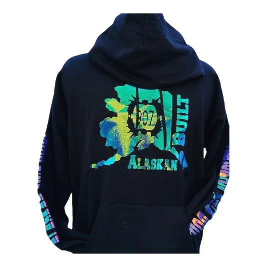 Alaskan Built Hoodie with Holographic Text